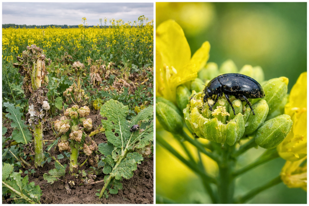 Bolesti i štetočine uljane repice na poljoprivrednom polju